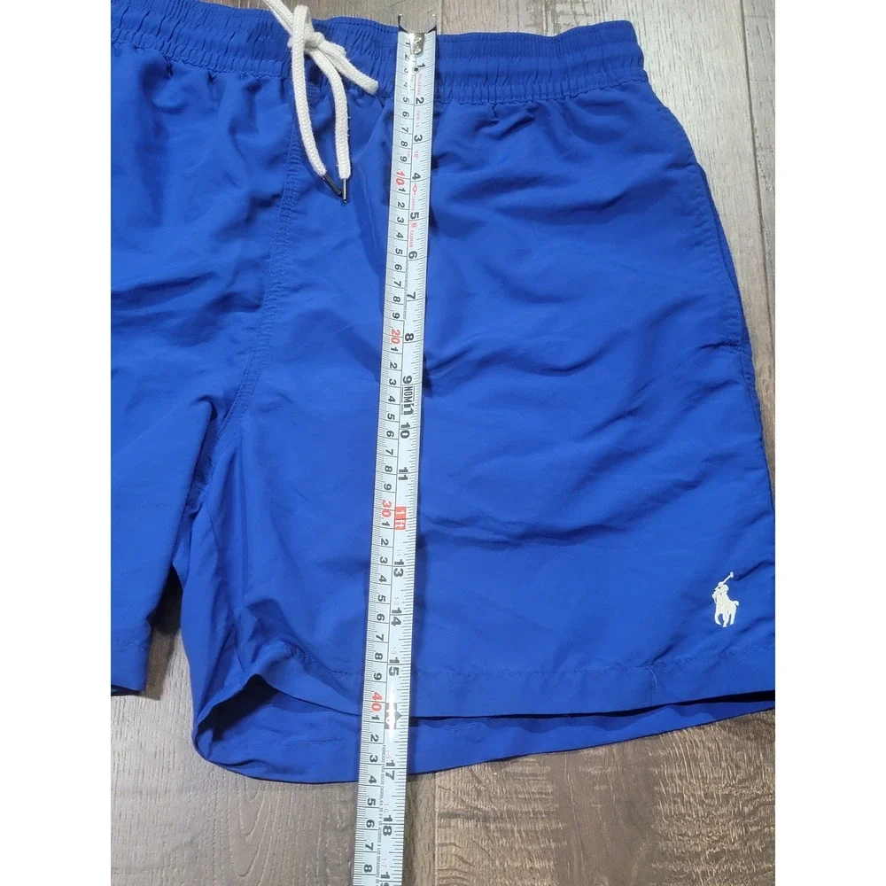Polo Ralph Lauren Mens Blue Swim Trunks Mesh Lined Drawstring Shorts Size Large